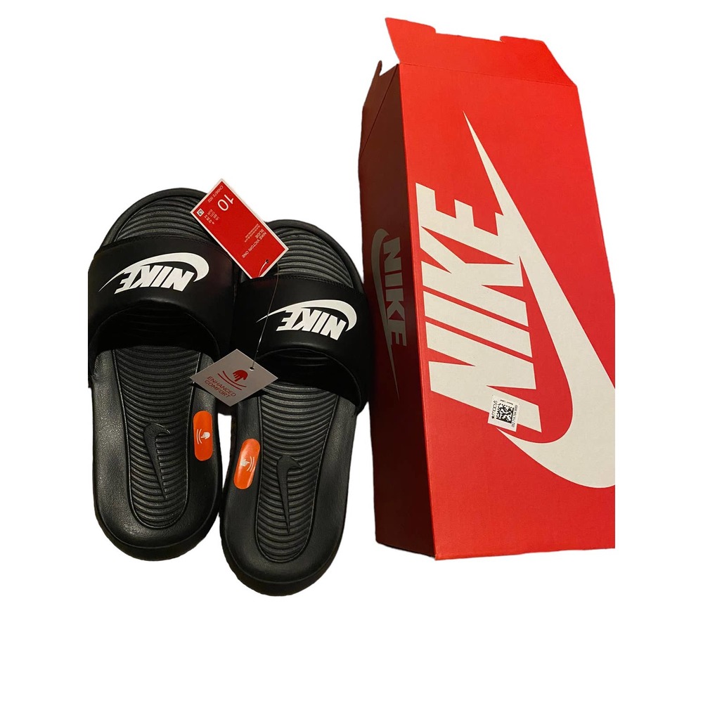 NWT & Box-Black Nike Mens Sliders Shoes-Size 10